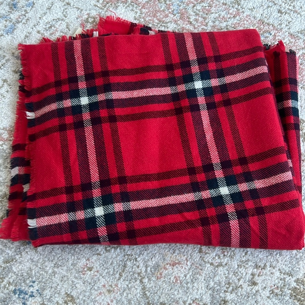 Ann Taylor red plaid scarf